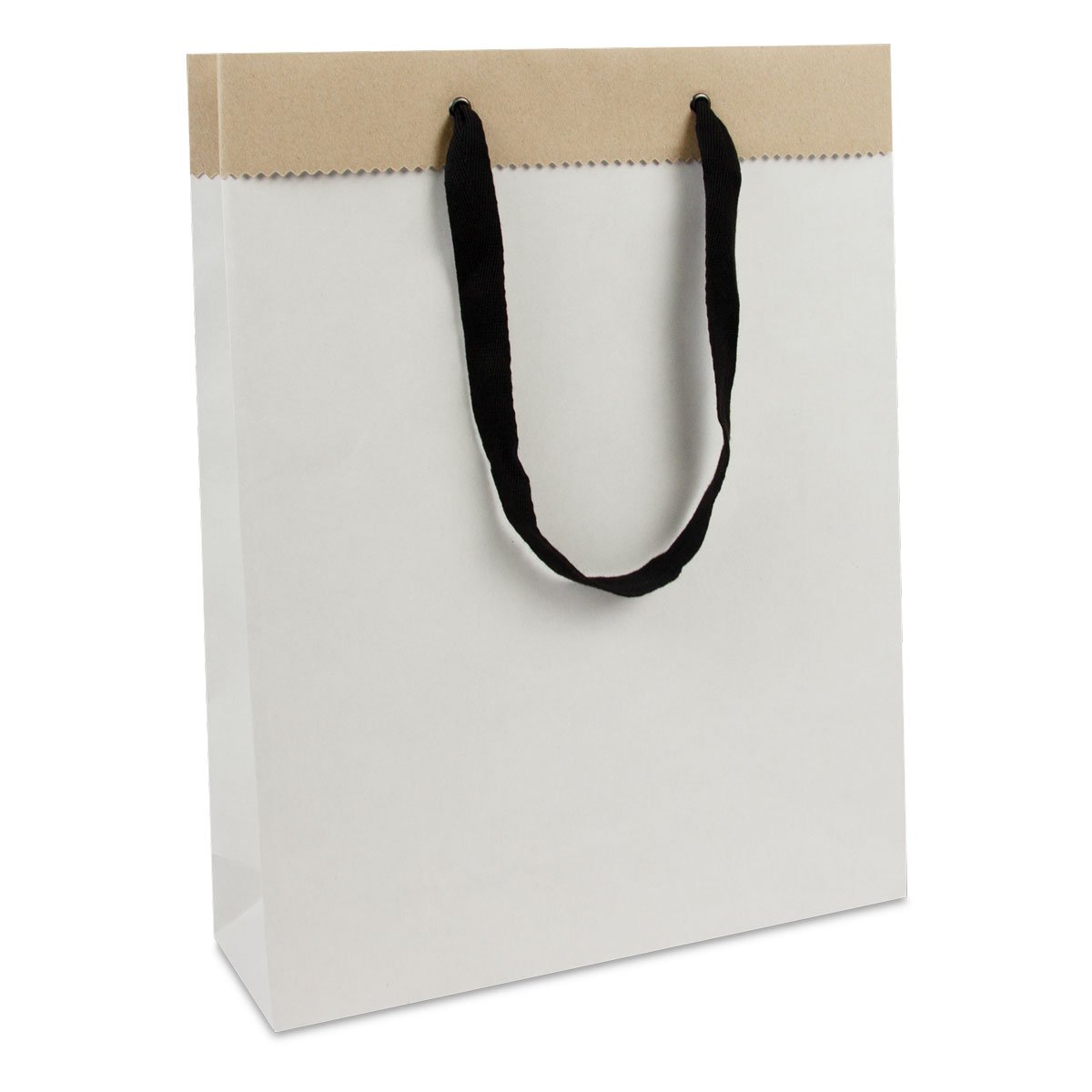 Luxe papieren tassen van gerecycled wit/bruin duplex papier